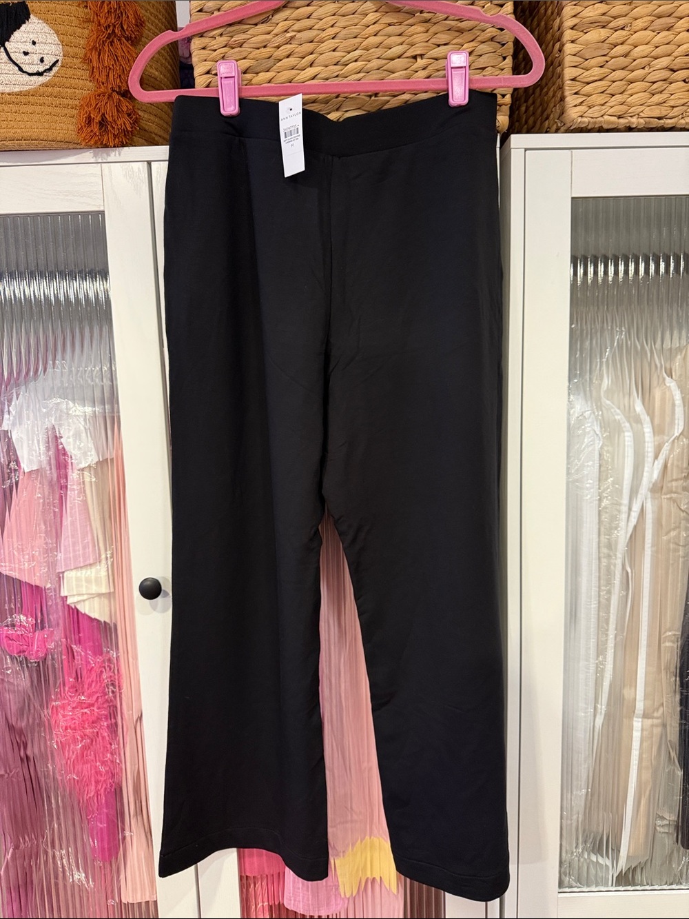 Ann Taylor Black Wide-Leg Sweatpants